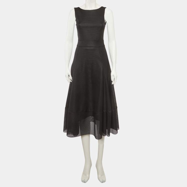 Pre Owned Maje Black Mesh Flared Raining Midi Dress S