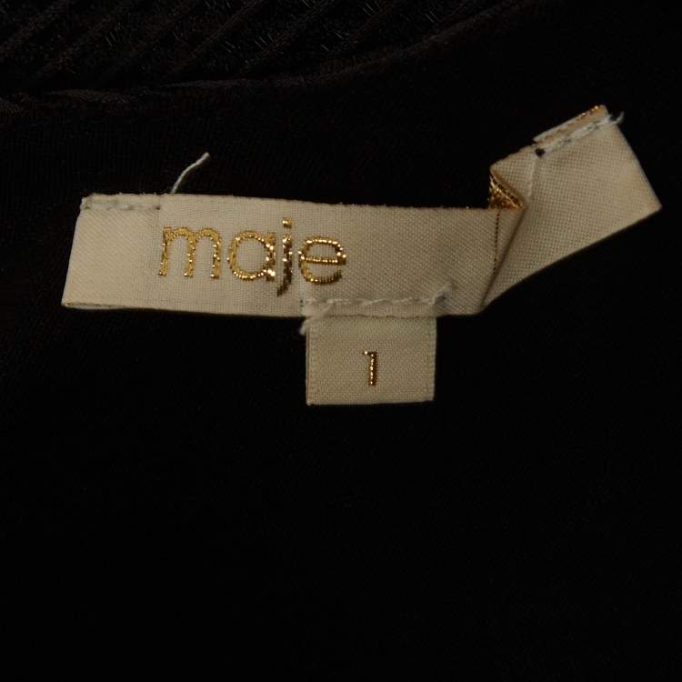 Pre Owned Maje Black Mesh Flared Raining Midi Dress S