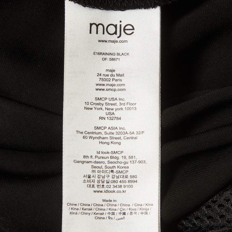 Pre Owned Maje Black Mesh Flared Raining Midi Dress S