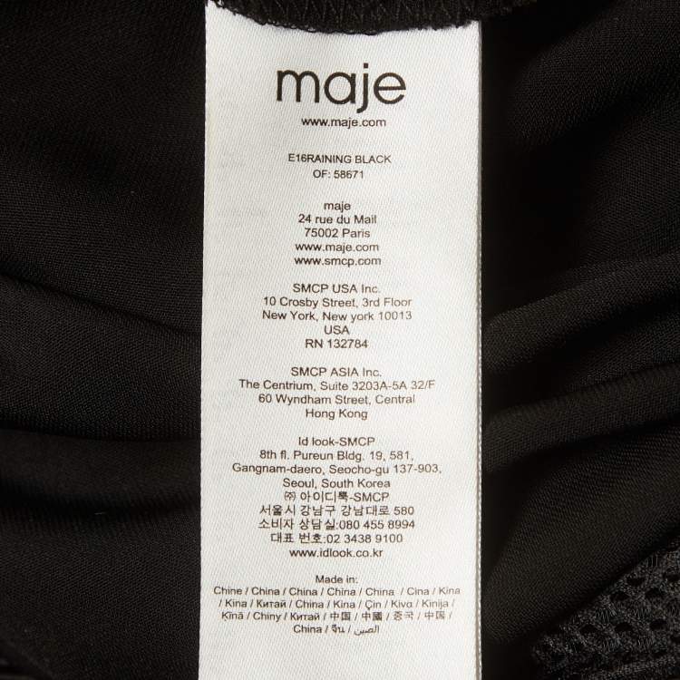 Pre Owned Maje Black Mesh Flared Raining Midi Dress S