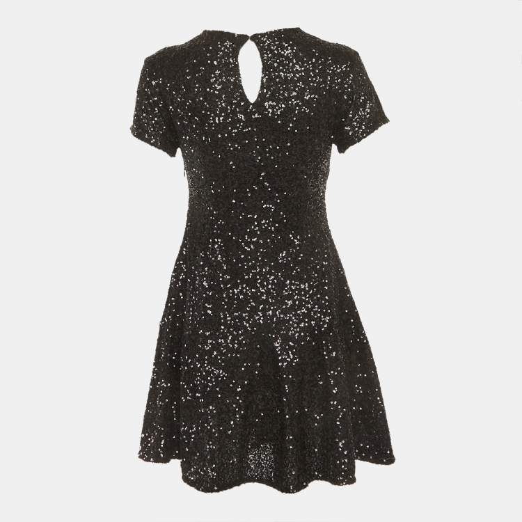 Pre Owned Maje Black Sequin Flared Mini Dress S