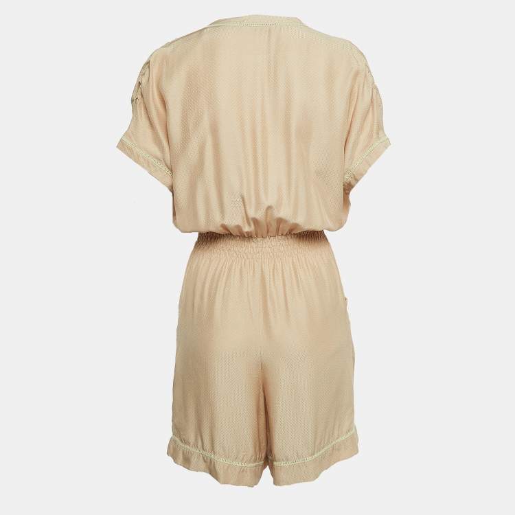 Pre Owned Maje Dusty Pink Dotted Silk Playsuit S