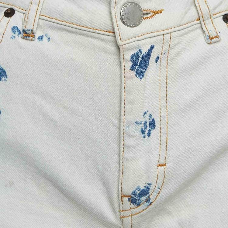 Pre Owned Maje White Denim Raw Edge Detail Jeans S Waist 30''