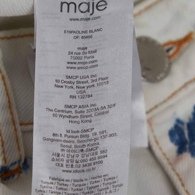 Pre Owned Maje White Denim Raw Edge Detail Jeans S Waist 30''