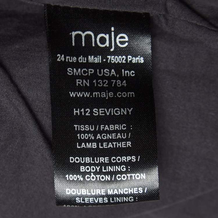 Pre Owned Maje Brown Leather Zipper Biker Jacket S