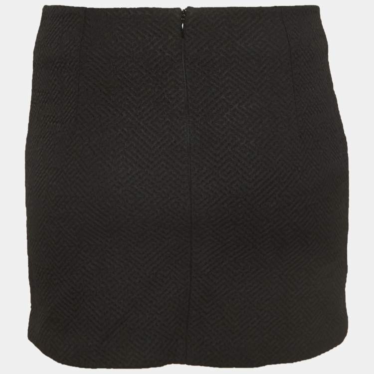 Pre Owned Maje Black Patterned Crepe Mini Skirt XS