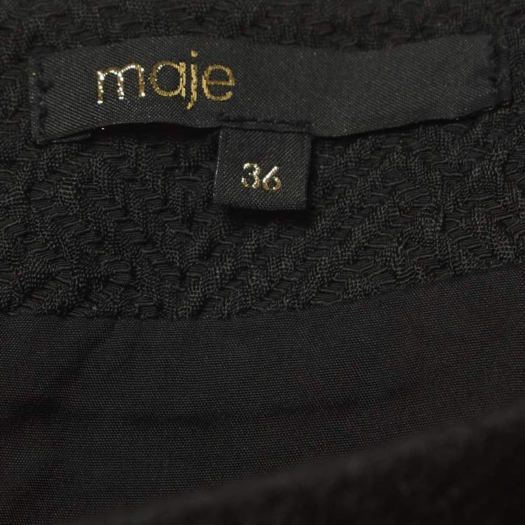 Pre Owned Maje Black Patterned Crepe Mini Skirt XS