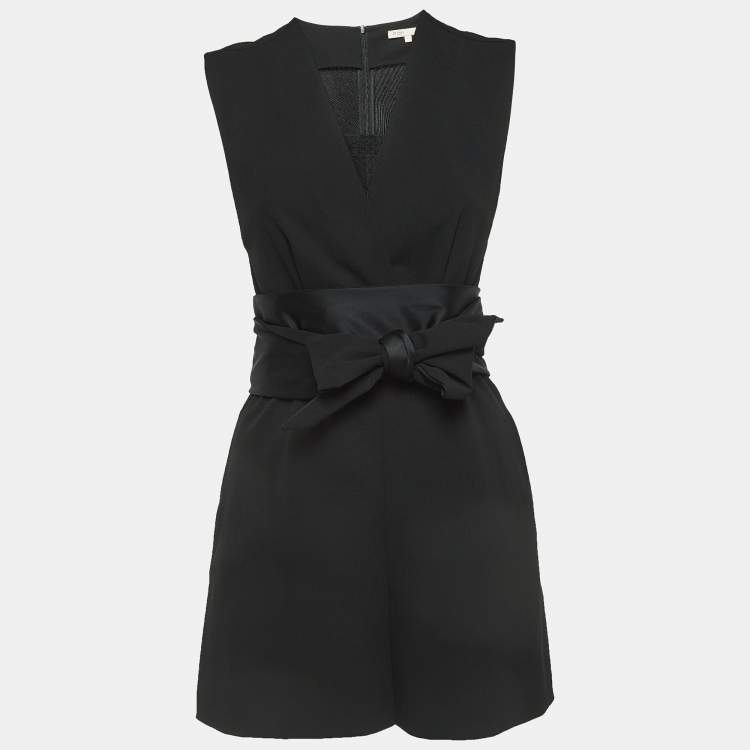 Pre Owned Maje Black Crepe Iko Belt Detail Sleeveless Playsuit S