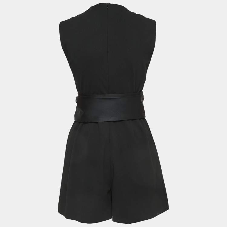 Pre Owned Maje Black Crepe Iko Belt Detail Sleeveless Playsuit S