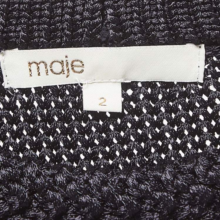 Pre Owned Maje Black Cable Knit Crew Neck Sweatshirt S