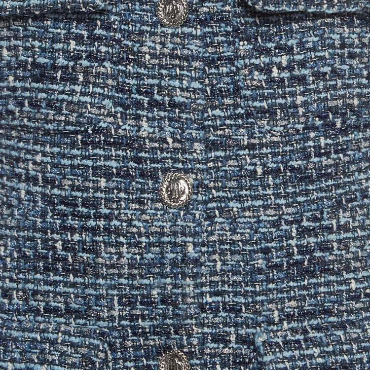Pre Owned Maje Blue Tweed Mini Dress M
