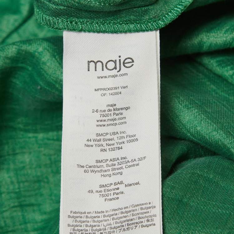 Pre Owned Maje Green Linen Ruffled Mini Wrap Dress XS