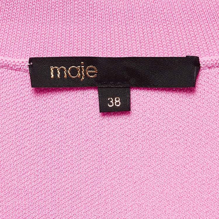 Pre Owned Maje Pink Knit Button-Detail Pleated Mini Dress m
