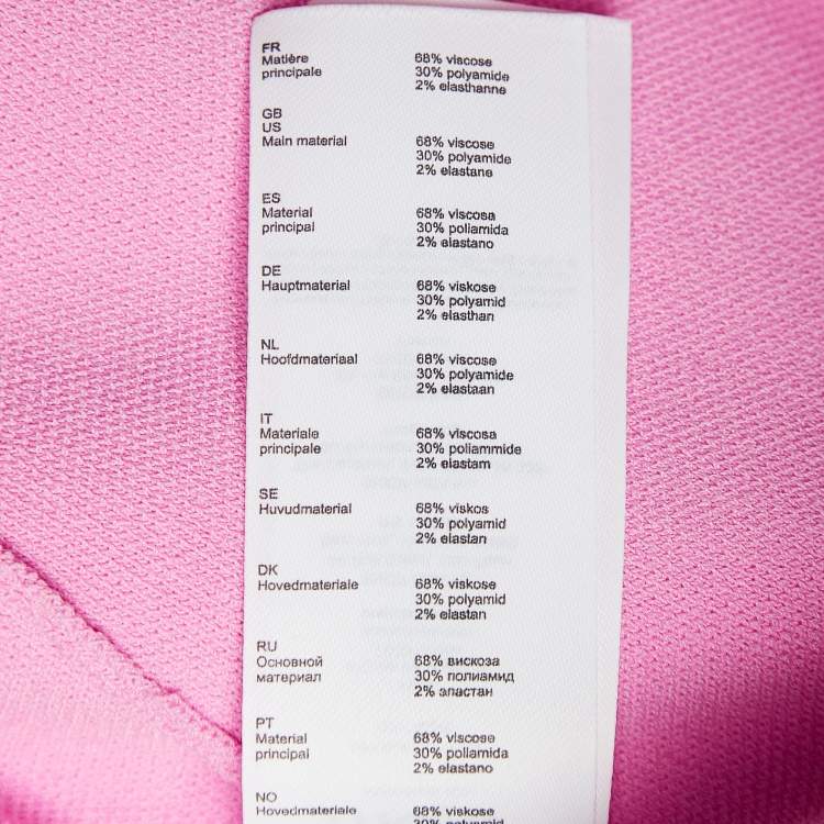 Pre Owned Maje Pink Knit Button-Detail Pleated Mini Dress m