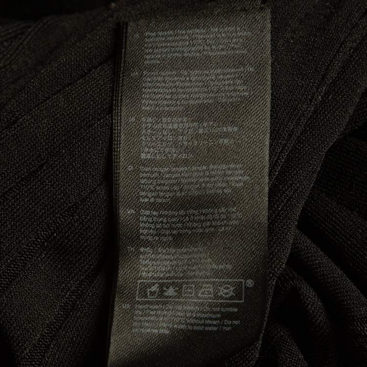 Pre Owned Maje Black Pleated Knit Cut-Out Detail Midi Dress L