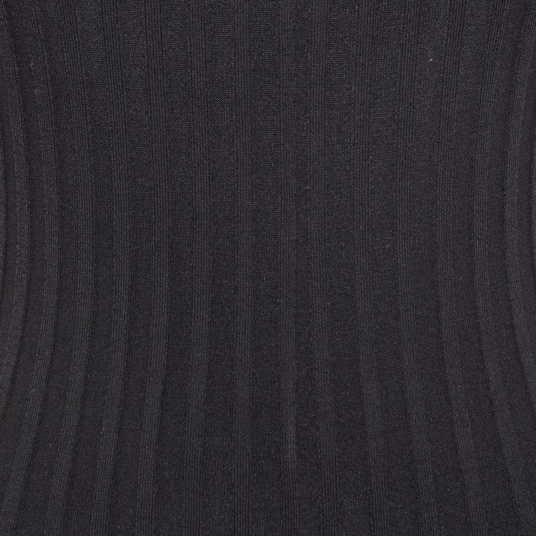 Pre Owned Maje Black Pleated Knit Cut-Out Detail Midi Dress L