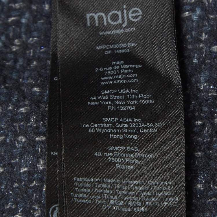 Pre Owned Maje Blue Tweed Jacket & Skirt Set S/M 