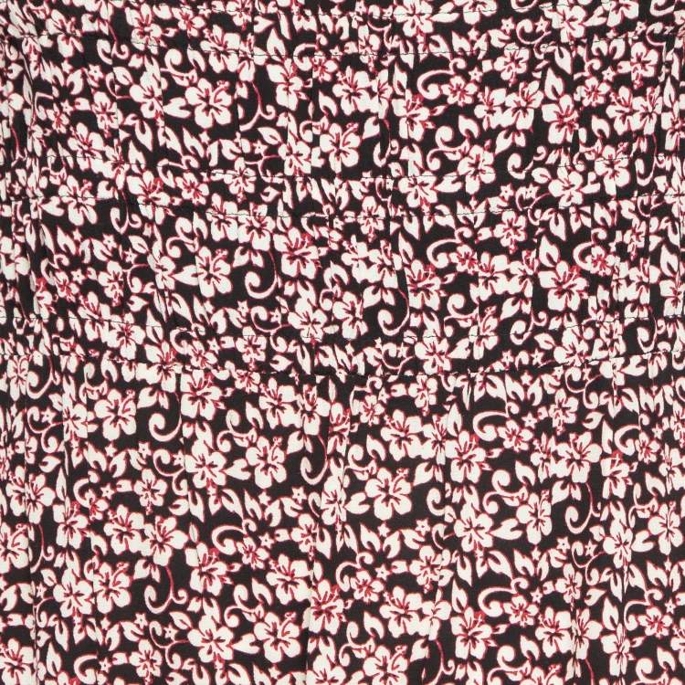 Pre Owned Maje Black/Pink Floral Print Crepe Ranael Mini Dress M