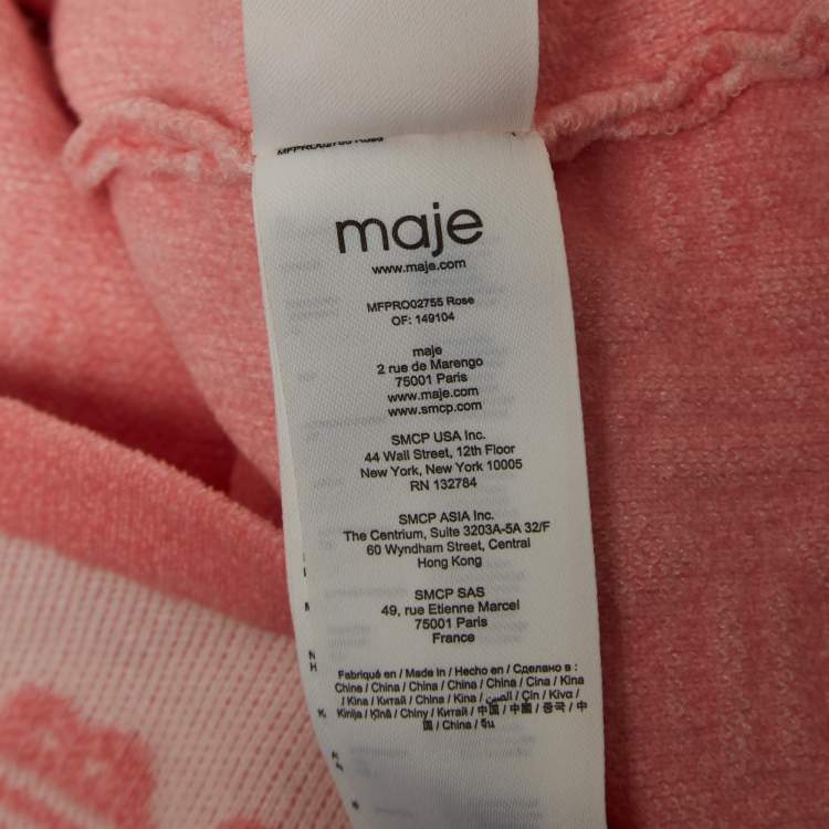 Pre Owned Maje Pink Embossed Knit Three Quarter Sleeve Mini Dress S