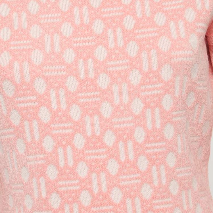 Pre Owned Maje Pink Embossed Knit Three Quarter Sleeve Mini Dress S