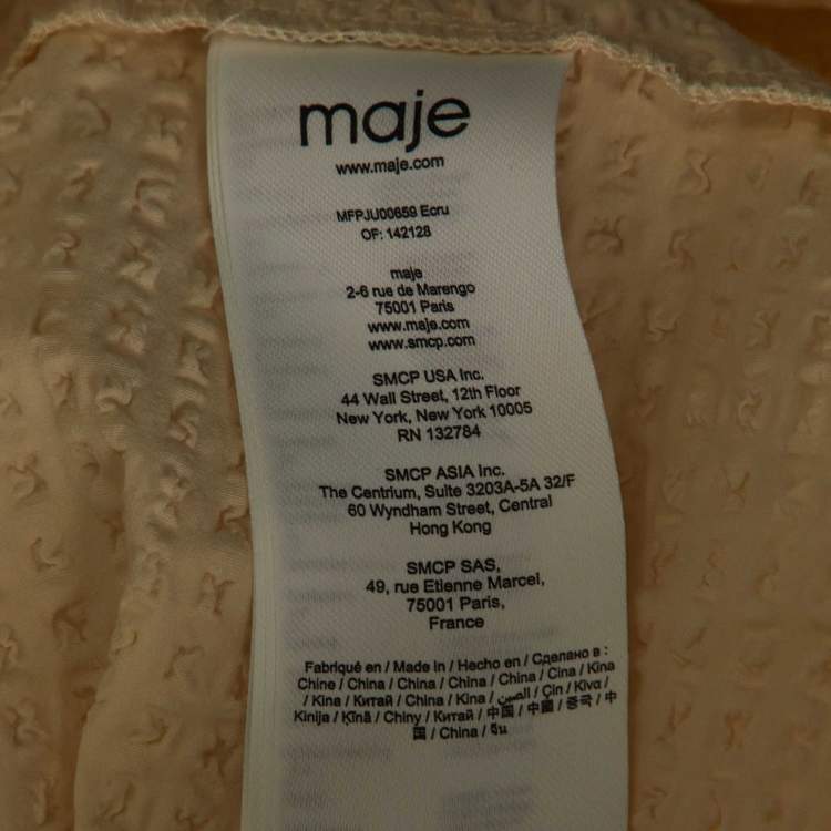 Pre Owned Maje Cream Textured Cotton Asymmetrical Skirt M