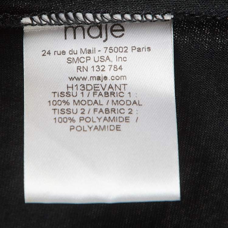 Pre Owned Maje Black Patterned Lace and Knit Layered Top L