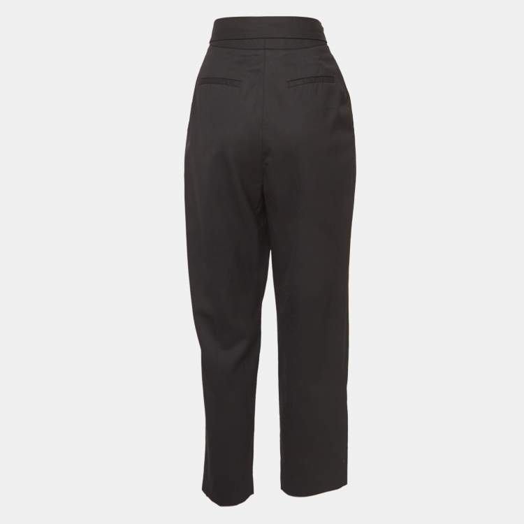 Pre Owned Maje Black Gabardine Belted Formal Trousers S