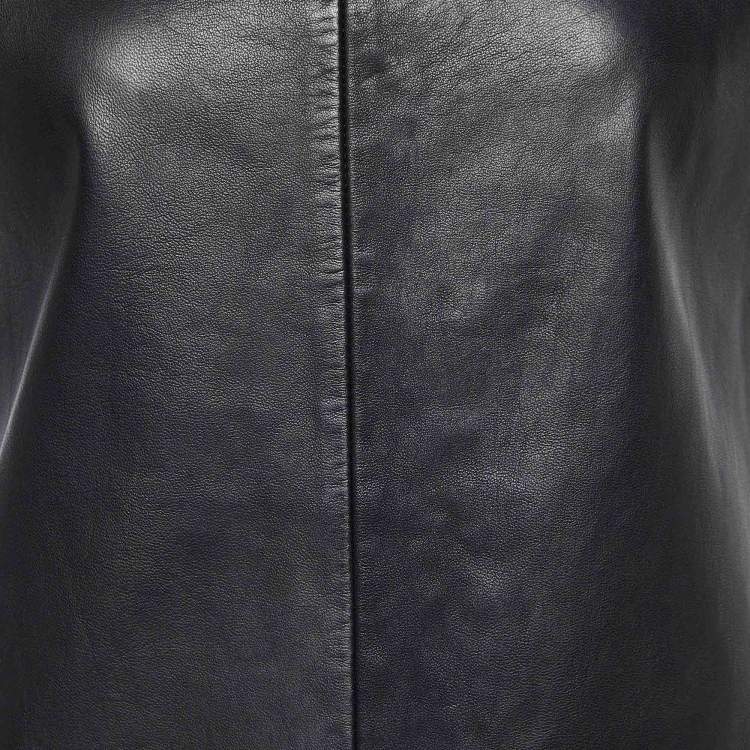 Pre Owned Maje Black Leather Sleeveless Mini Dress S