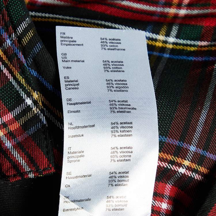Pre Owned Maje Black Plaid Checked Asymmetric Shirt XS