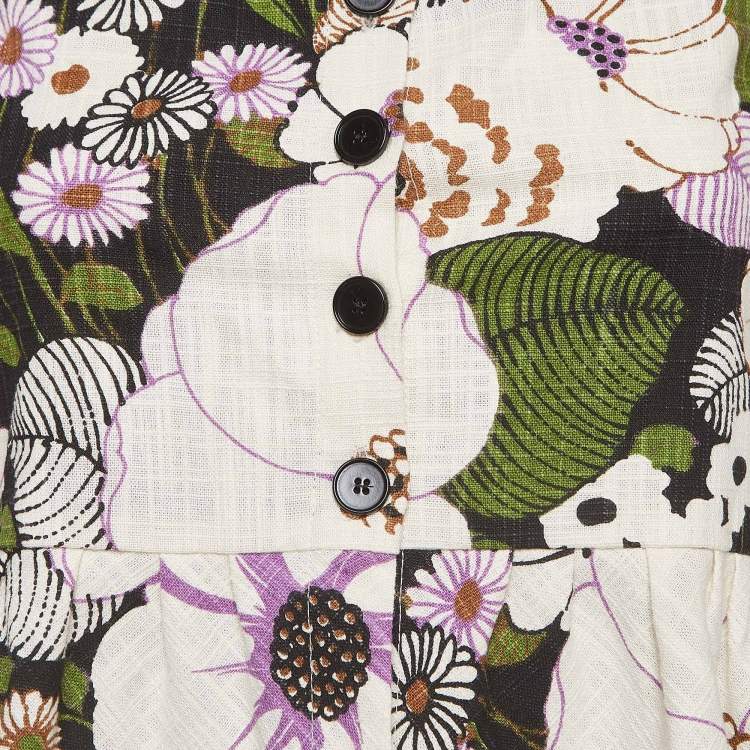 Pre Owned Maje Multicolor Floral Print Cotton Buttoned Blouse M