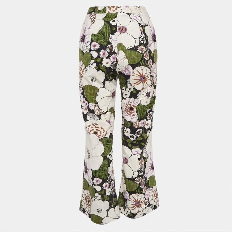 Pre Owned Maje Multicolor Floral Print Cotton Flared Trousers S