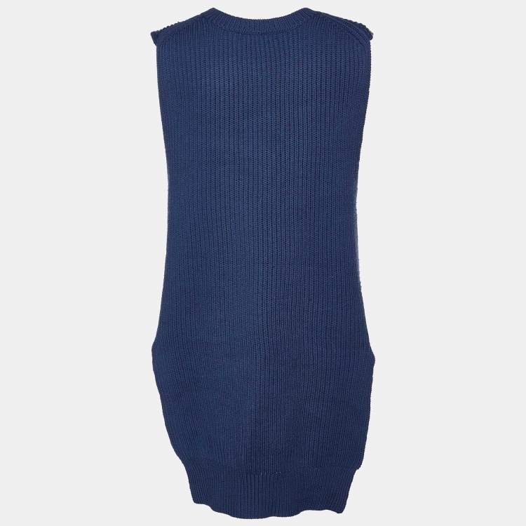 Pre Owned Maje Blue Wool Knit High-Low Sleeveless Sweater Top M