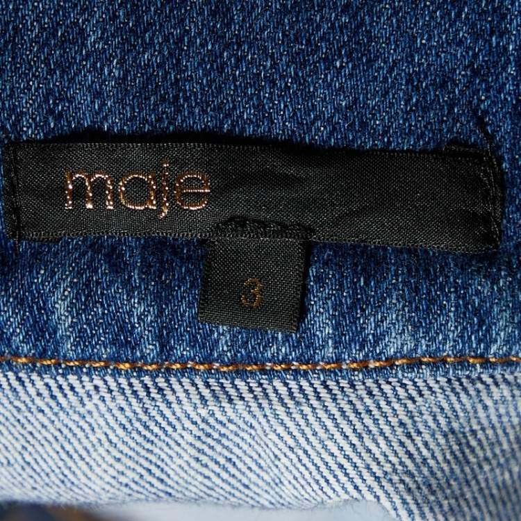 Pre Owned Maje Blue Denim Zip Detail Roukia Shift Dress L