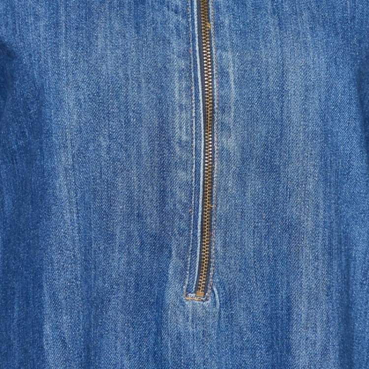 Pre Owned Maje Blue Denim Zip Detail Roukia Shift Dress L