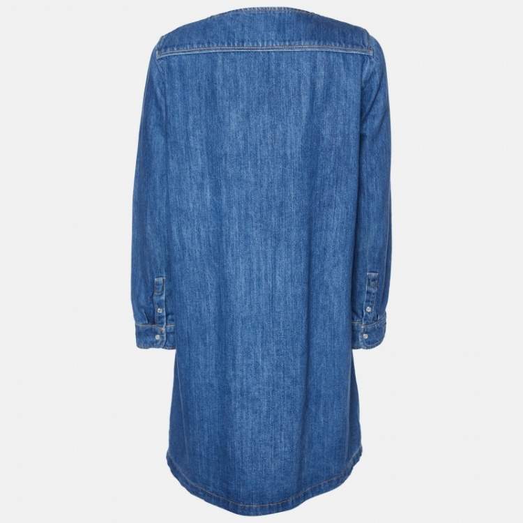 Pre Owned Maje Blue Denim Zip Detail Roukia Shift Dress L