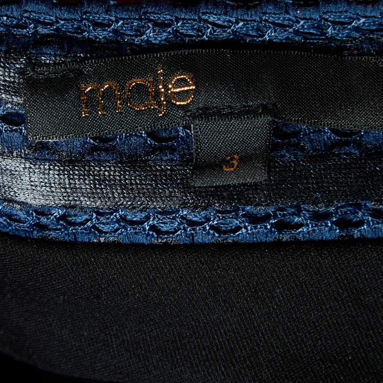 Pre Owned Maje Navy Blue Mesh Rosemount Mini Dress L
