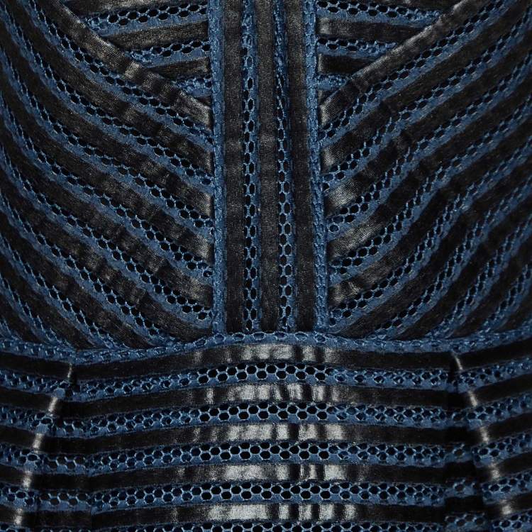 Pre Owned Maje Navy Blue Mesh Rosemount Mini Dress L