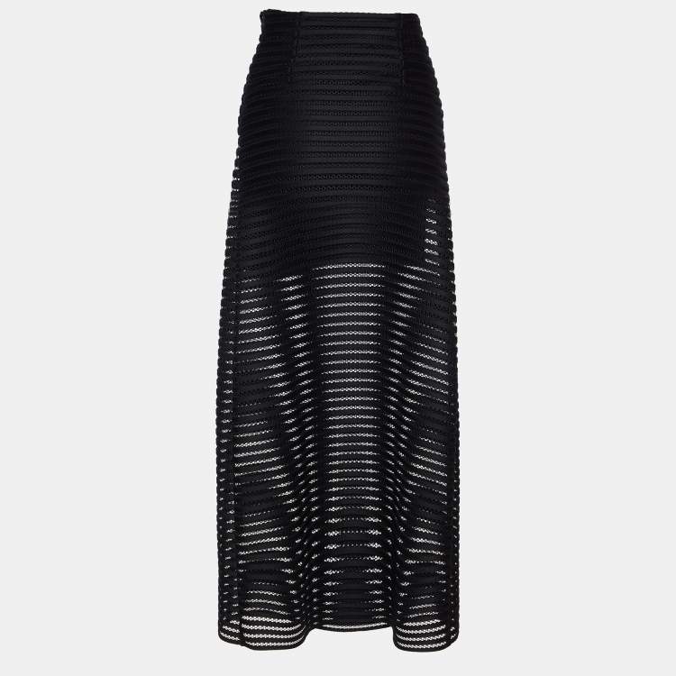 Pre Owned Maje Black Mesh & Jersey Jeunesse Maxi Skirt S