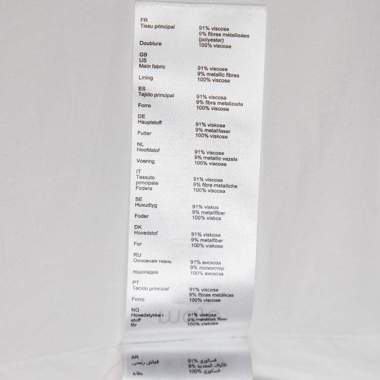 Pre Owned Maje White Printed Lurex Asymmetric Midi Skirt S