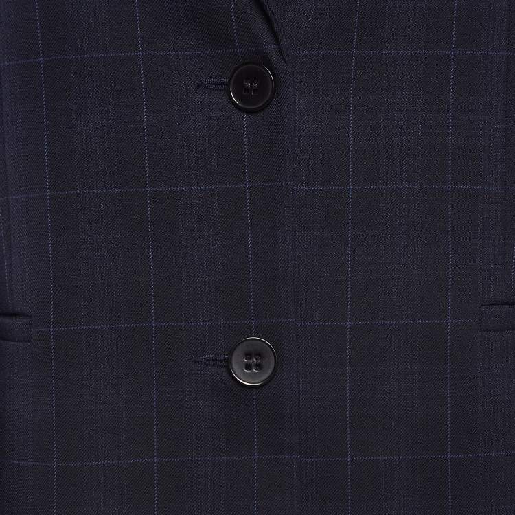 Pre Owned Maje Dark Blue Plaid Suit L/M