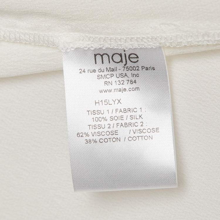 Pre Owned Maje Cream Silk Long Sleeve Blouse S