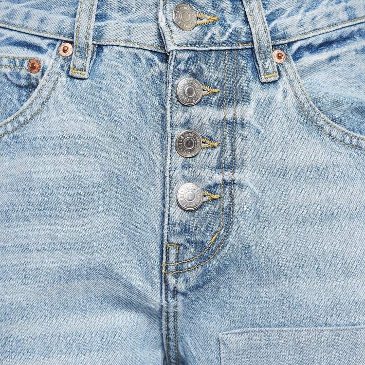 Pre Owned Maje Blue Patch Work Denim High Rise Jeans S Waist 26"