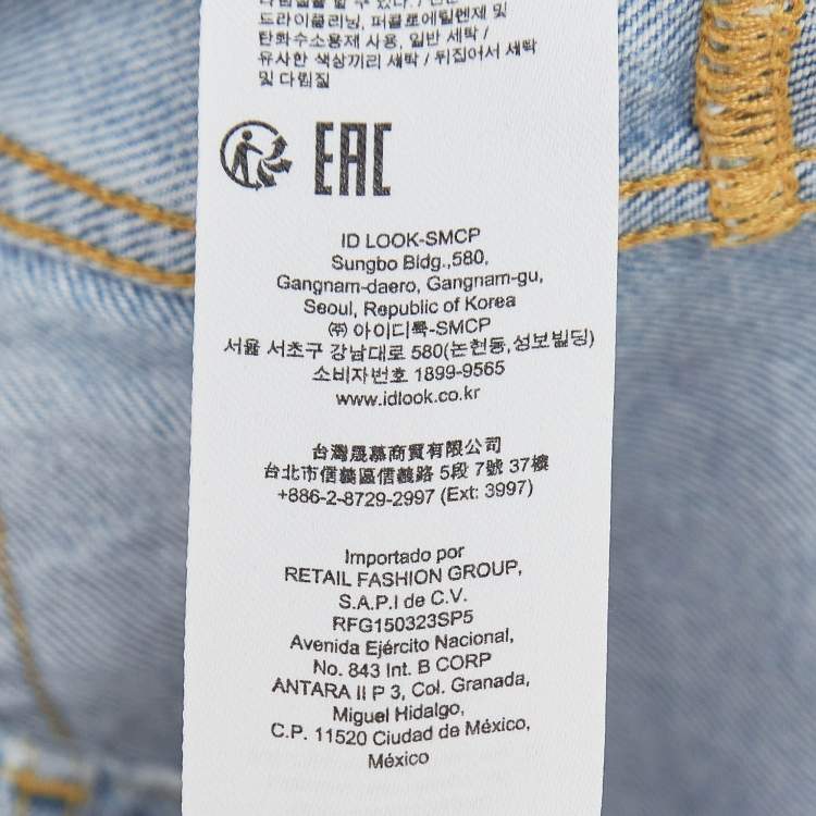 Pre Owned Maje Blue Patch Work Denim High Rise Jeans S Waist 26"