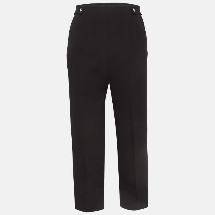 Pre Owned Maje Black Stretch Crepe High Rise Trousers S
