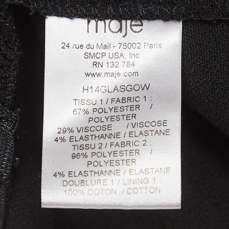 Pre Owned Maje Black Stretch Crepe High Rise Trousers S