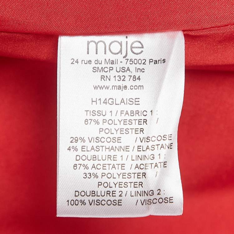 Pre Owned Maje Red Crepe Pleated Mini Skirt S