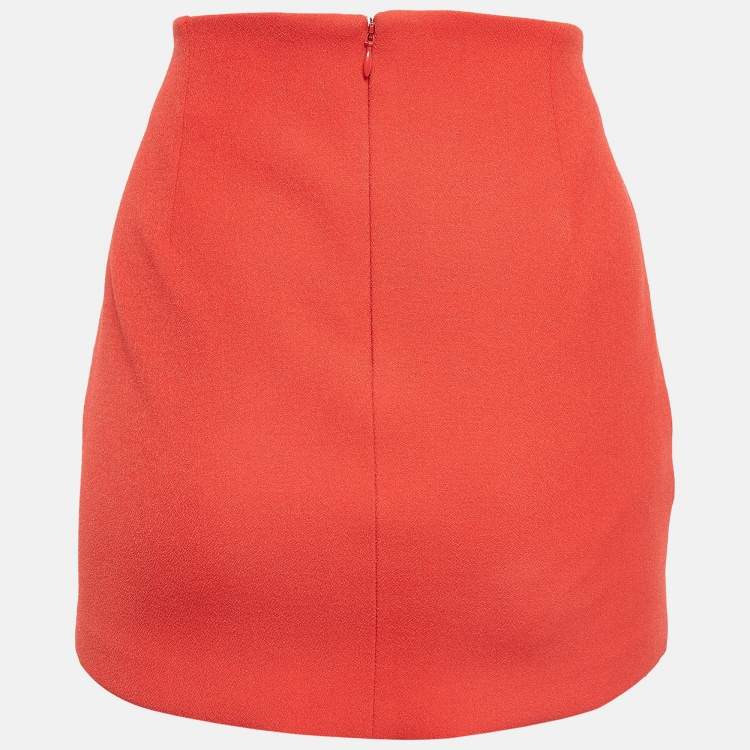 Pre Owned Maje Red Crepe Pleated Mini Skirt S
