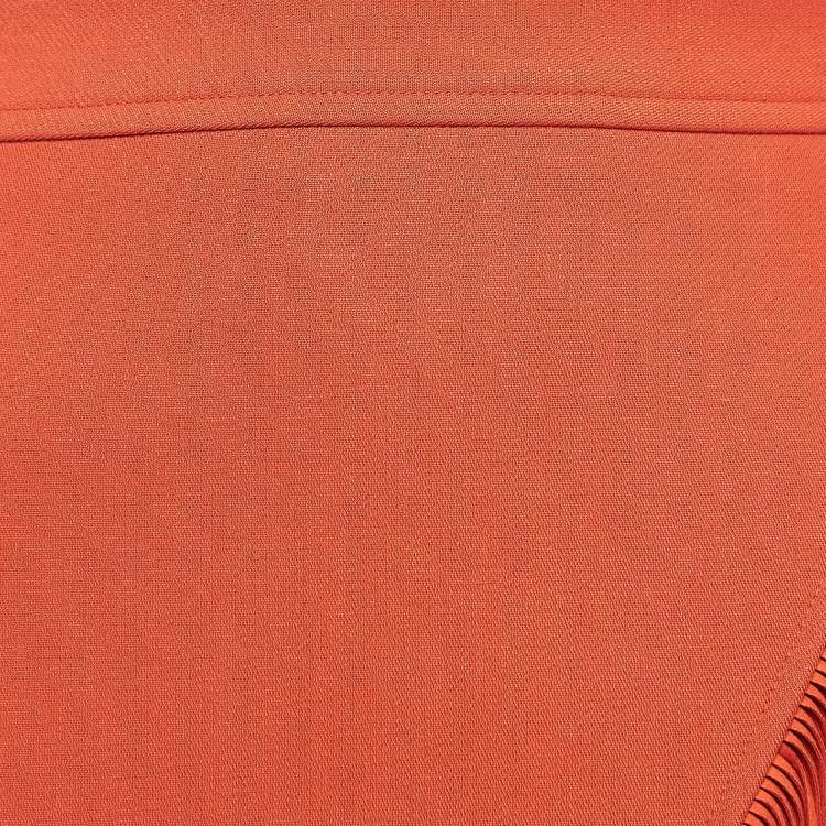 Pre Owned Maje Orange Crepe Fringe Detail  Mini Skirt S