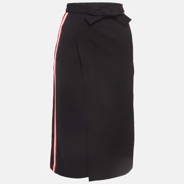مملوكة مسبقًا Maje Black Side Stripe Crepe Pencil Wrap Skirt S