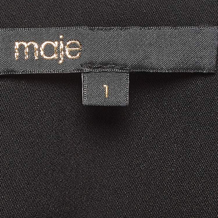 مملوكة مسبقًا Maje Black Side Stripe Crepe Pencil Wrap Skirt S